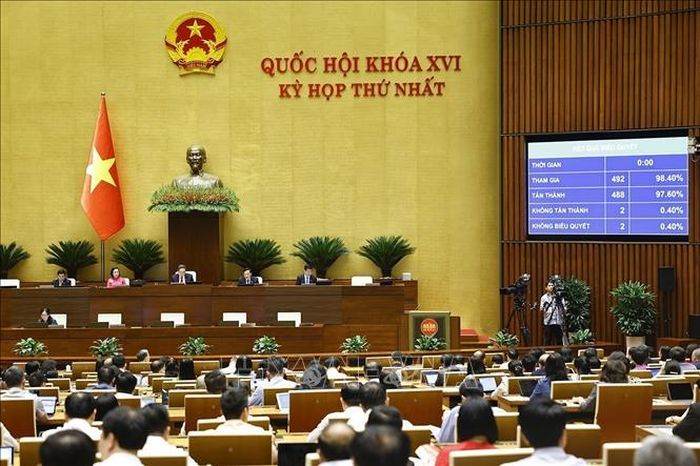 Quốc hội biểu quyết thông qua Luật Thủ đô (sửa đổi), Kỳ họp thứ Nhất, Quốc hội khoá XVI, chiều 23/4/2026. Ảnh: Doãn Tấn/TTXVN