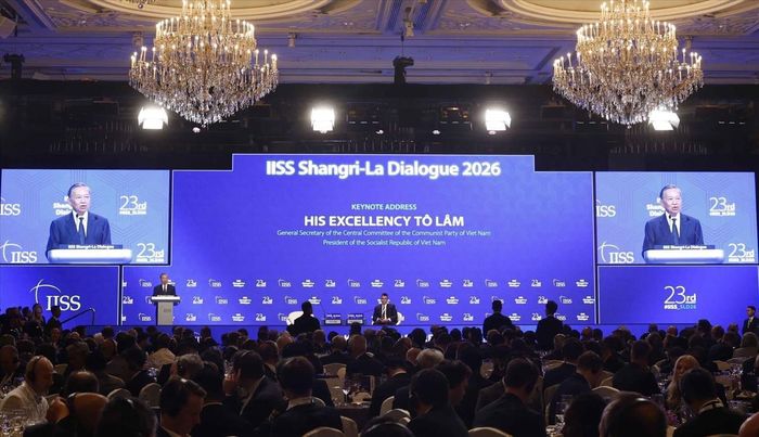Tổng Bí thư, Chủ tịch nước Tô Lâm phát biểu dẫn đề tại Đối thoại Shangri-La lần thứ 23 và trả lời một số câu hỏi của đại biểu tham dự, ngày 29/5/2026. Ảnh: Thống Nhất/TTXVN