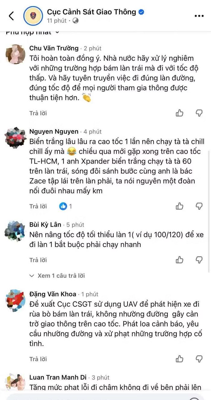 Nhiều ý kiến đồng tình với chủ trương xử lý các phương tiện chạy chậm nhưng vẫn bám làn trái trên cao tốc. Ảnh chụp màn hình.
