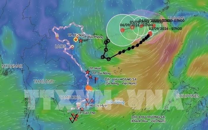 Hình ảnh bão số 5 từ hệ thống giám sát lúc 10 giờ ngày 2/9. Ảnh: Trung tâm Dự báo KTTV quốc gia/TTXVN phát