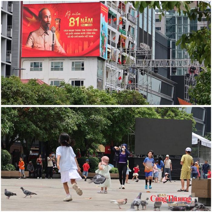 Nhiều gia đình tranh thủ đưa trẻ nhỏ đến khu vực trung tâm thành phố vui chơi, tham quan trước khi kỳ nghỉ lễ kết thúc.