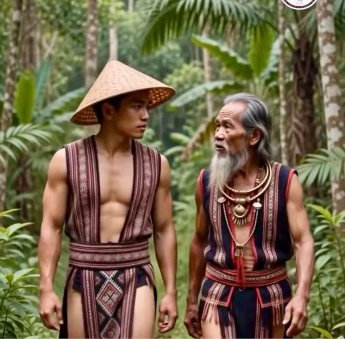  2 chi tiết không liên quan khi tạo hình nhân vật mặc thổ cẩm, đội nón lá trong một video dựng bằng AI đăng trên mạng xã hội. Ảnh chụp màn hình 