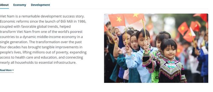 Theo World Bank, Việt Nam là "một câu chuyện thành công đáng chú ý về phát triển"