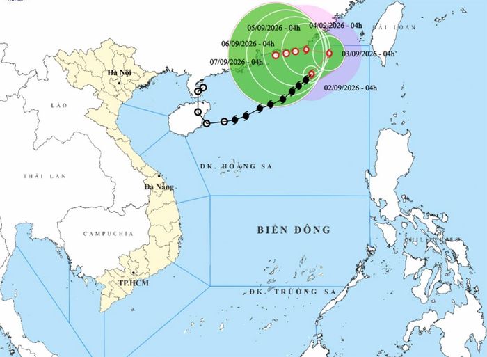 Bản đồ dự báo đường đi, khu vực ảnh hưởng của bão số 5 Saudel. (Nguồn: NCHMF)