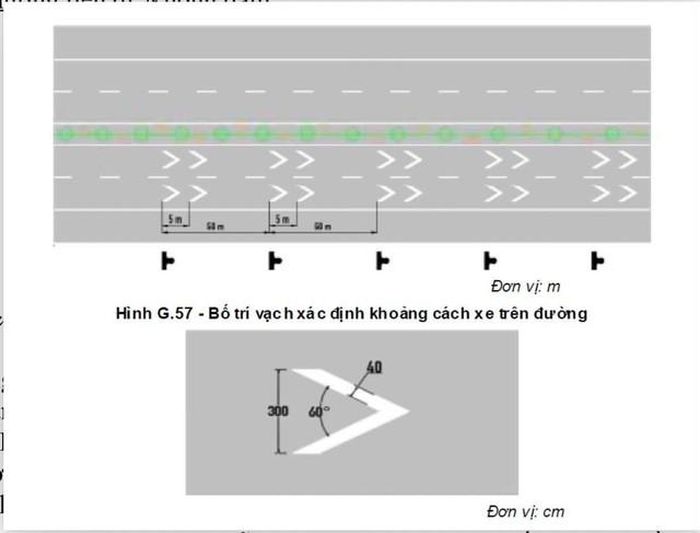 Vạch xác định khoảng cách xe trên đường làm căn cứ để các tài xế giữ khoảng cách an toàn. Ảnh: Cục CSGT