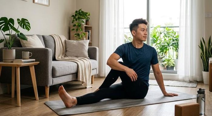 Giãn cơ là một trong những biện pháp hỗ trợ giảm căng thẳng. Ảnh AI