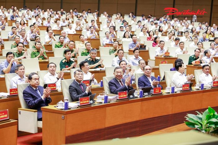 Tổng Bí thư, Chủ tịch nước Tô Lâm, lãnh đạo Đảng, Nhà nước, MTTQ Việt Nam dự hội nghị. Ảnh: Quang Vinh