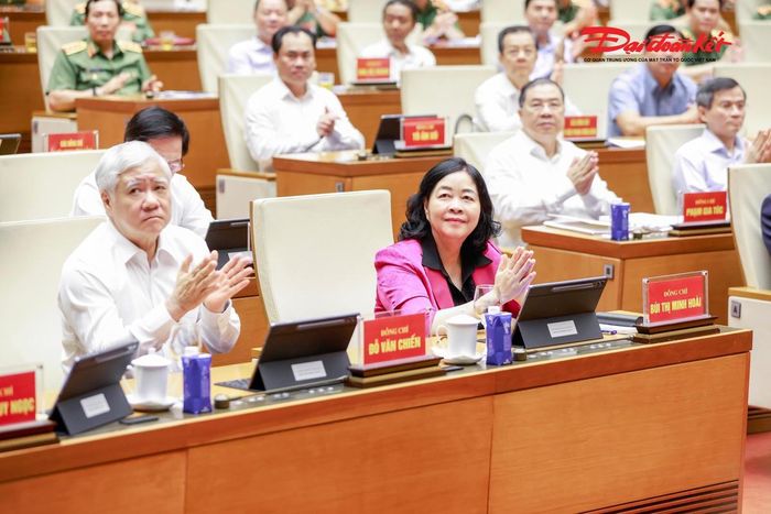 Chủ tịch UBTƯMTTQ Việt Nam Bùi Thị Minh Hoài tham dự hội nghị (Ảnh: Quang Vinh)