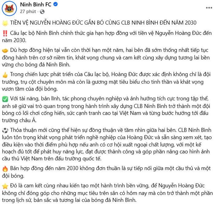 Bài viết trên trang chủ CLB Ninh Bình ngày 3/9. 