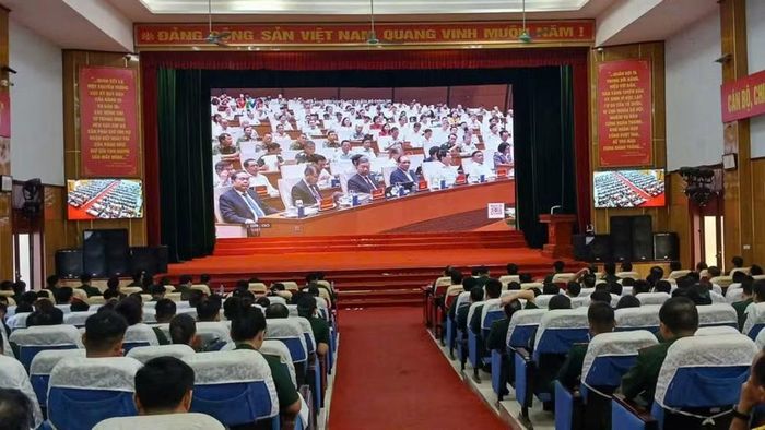 Điểm cầu tại Bộ Chỉ huy Quân sự tỉnh Bắc Ninh. (Ảnh: Q.H)