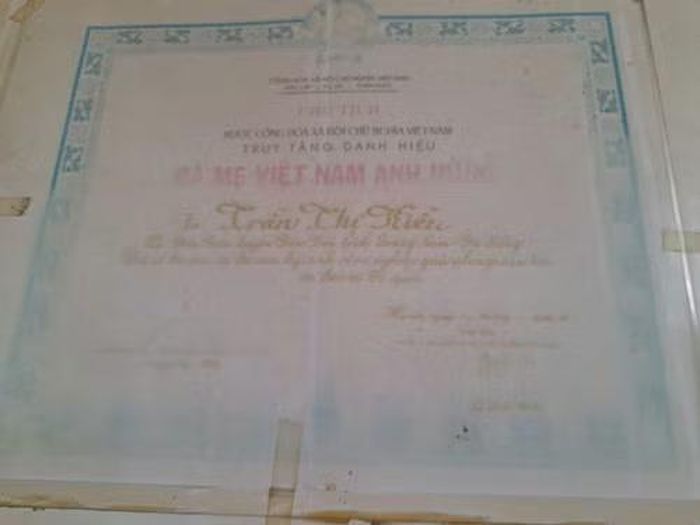 Bà Trần Thị Kiền, bà ngoại ông Thanh được Nhà nước truy tặng danh hiệu Bà mẹ Việt Nam Anh hùng.