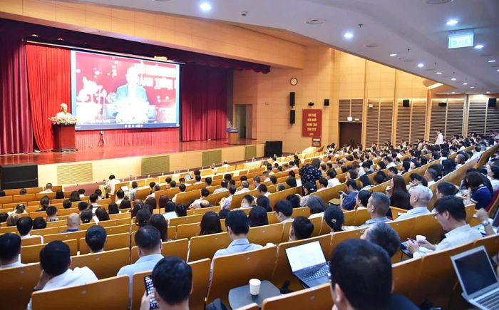 Điểm cầu Bộ Ngoại giao tham dự dưới hình thức trực tuyến. (Ảnh: Quang Hòa)