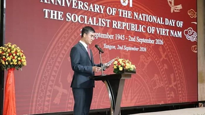 Đại sứ Nguyễn Anh Đức phát biểu khai mạc. (Nguồn: Đại sứ quán Việt Nam tại Myanmar)