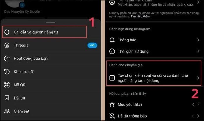 Chọn Cài đặt và quyền riêng tư.