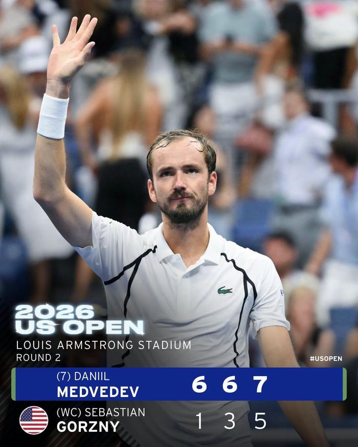 Daniil Medvedev thẳng tiến vòng 3 US Open 2026 - Ảnh: US Open, ATP
