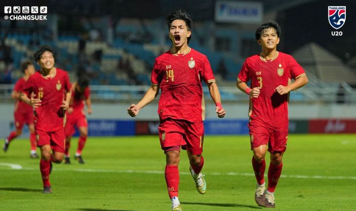 Niềm vui của các cầu thủ U20 Thái Lan - Ảnh: Changsuek