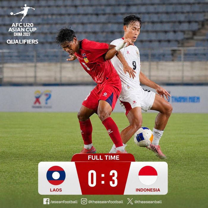 U20 Indonesia thắng U20 Lào 3-0 để nắm giữ lợi thế trước lượt trận cuối - Ảnh: Asean Football