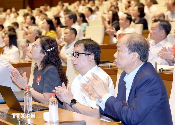 Đại biểu tham dự hội nghị tại phòng họp Diên Hồng, Nhà Quốc hội, Hà Nội. (Ảnh: Phương Hoa/TTXVN)