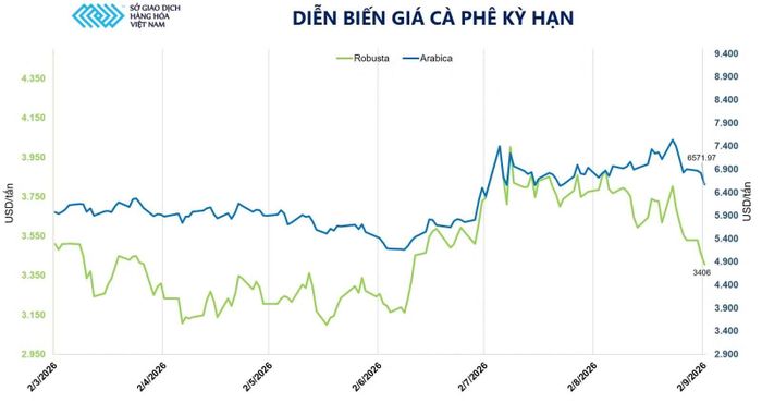 Diễn biến giá cà phê kỳ hạn.