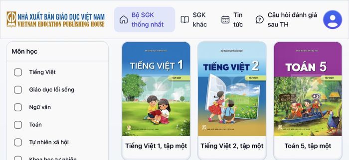 Phiên bản SGK điện tử trên trang web chính thức của Nhà xuất bản Giáo dục Việt Nam.