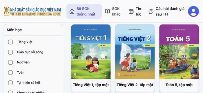 Phiên bản SGK điện tử trên trang web chính thức của Nhà xuất bản Giáo dục Việt Nam.