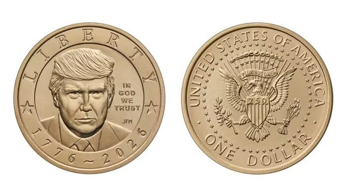 Đồng xu 1 USD mới có hình ảnh Tổng thống Donald Trump. Ảnh: Bộ Tài chính Mỹ.