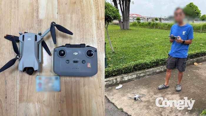 Đối tượng cùng tang vật bị công an bắt quả tang.