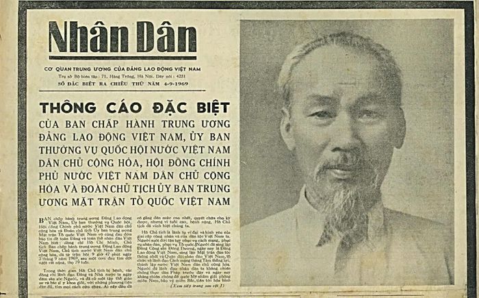 Báo Nhân Dân số đặc biệt, ra chiều ngày 4/9/1969. Ảnh nguồn Internet