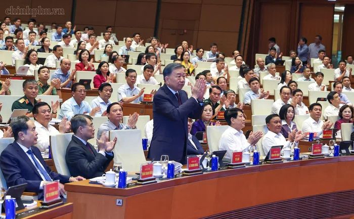 Tổng Bí thư, Chủ tịch nước Tô Lâm và các đồng chí lãnh đạo Đảng, Nhà nước dự Hội nghị. Ảnh: chinhphu.vn