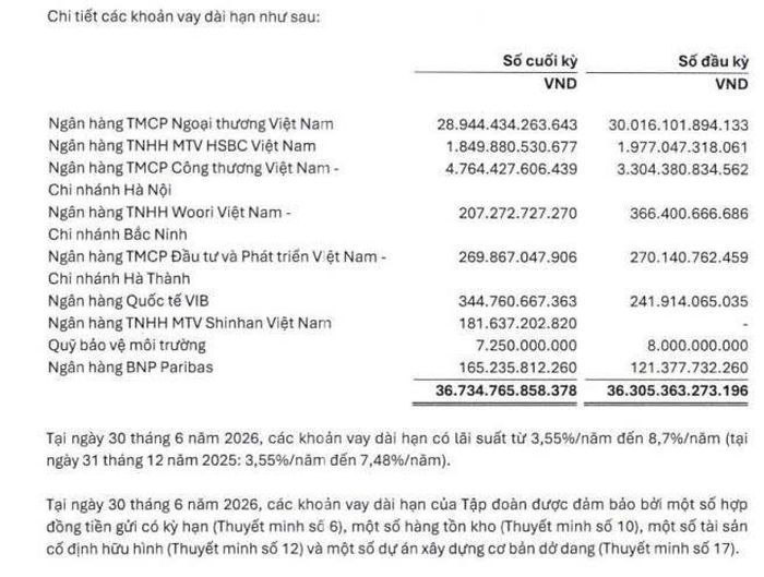 Nguồn: BCTC bán niên soát xét của Hoà Phát