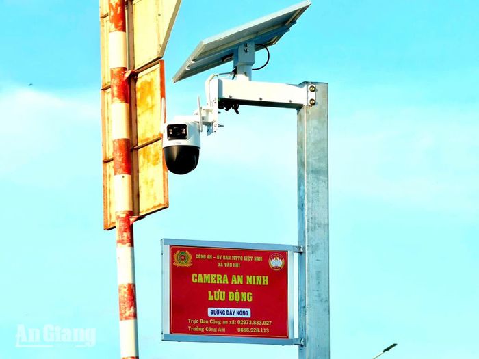 Camera an ninh lưu động được lắp đặt trên địa bàn xã Tân Hội.