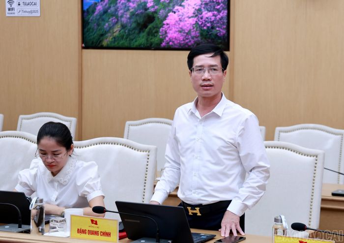 Đồng chí Đặng Quang Chính - Phó Chánh Văn phòng Tỉnh ủy phát biểu.