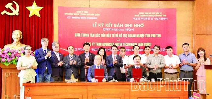 Trung tâm xúc tiến đầu tư và hỗ trợ doanh nghiệp tỉnh Phú Thọ ký kết bản ghi nhớ với doanh nghiệp Hàn Quốc trong lĩnh vực môi trường, năng lượng.