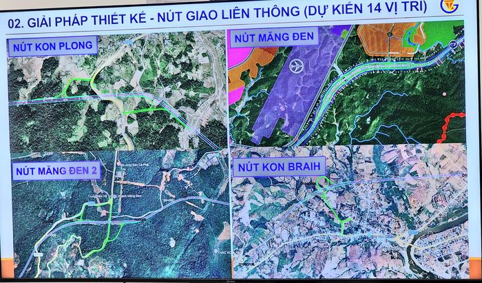 Dọc tuyến có 11 nút giao ra vào tuyến, riêng đoạn qua xã Măng Đen có 2 nút giao kết nối với cảng hàng không Măng Đen và QL24.