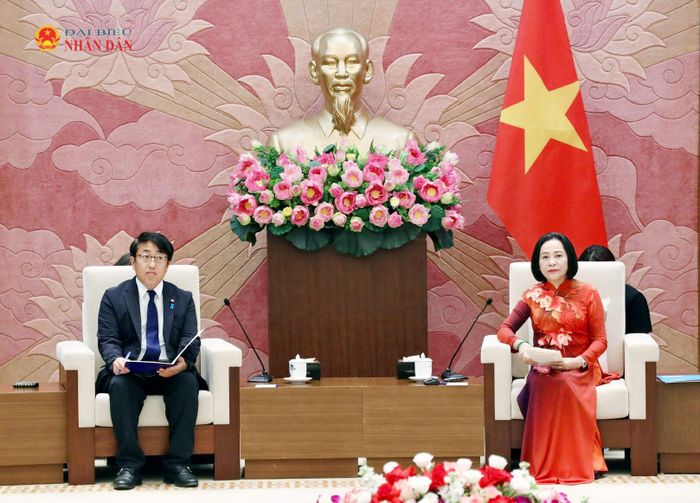 Phó Chủ tịch Quốc hội Nguyễn Thị Thanh tiếp Chủ nhiệm Ủy ban Giáo dục, Văn hóa, Thể thao, Khoa học và Công nghệ Hạ viện Nhật Bản Saito Hiroaki