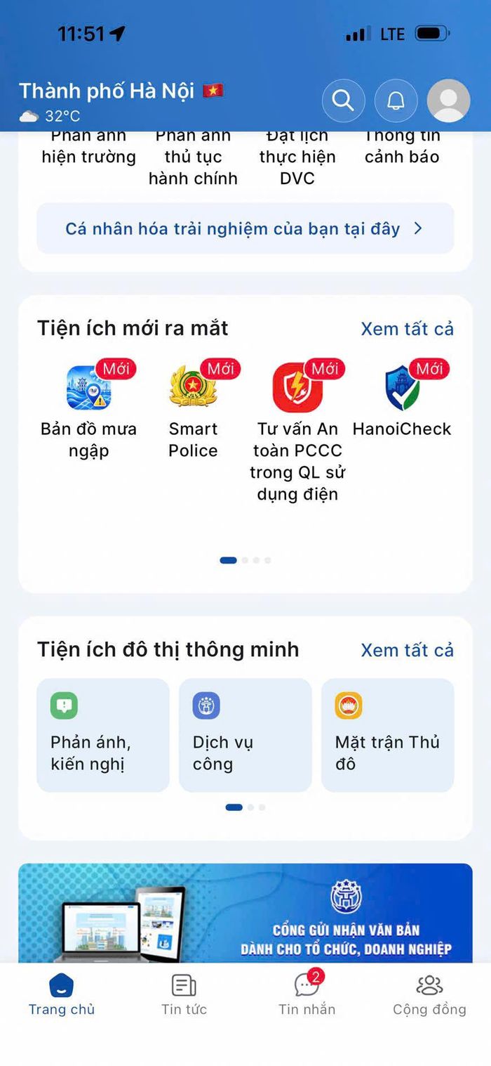 Mini app "Bản đồ mưa ngập" trên ứng dụng iHanoi dành cho hàng triệu công dân, lái xe và du khách trên địa bàn thành phố sử dụng điện thoại thông minh. Ảnh: T.N