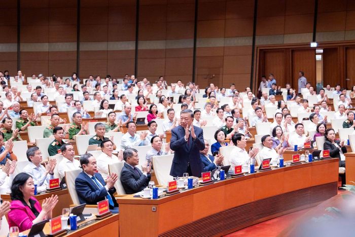 Tổng Bí thư, Chủ tịch nước Tô Lâm và các đại biểu dự hội nghị tại điểm cầu Trung ương.