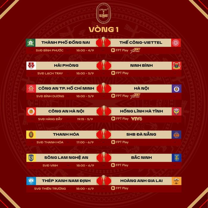 Lịch thi đấu và truyền hình trực tiếp vòng 1 LPBank V.League 1 - 2026/2027