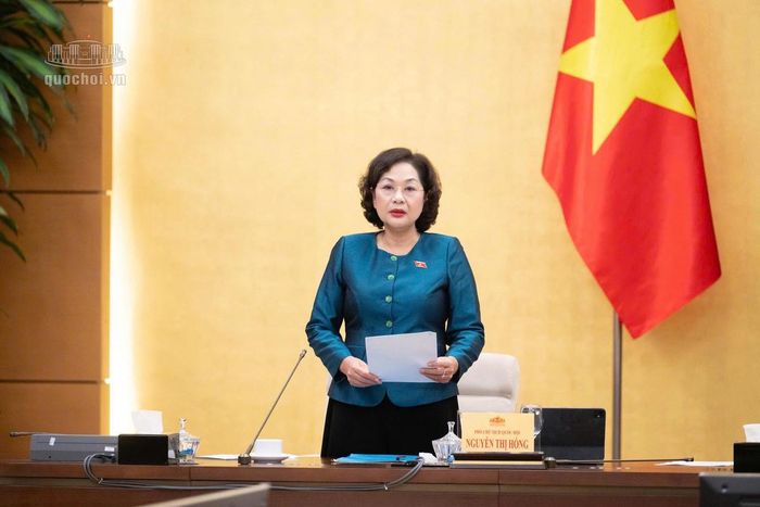 Phó Chủ tịch Quốc hội Nguyễn Thị Hồng phát biểu tại phiên họp. Ảnh: Quochoi.vn.