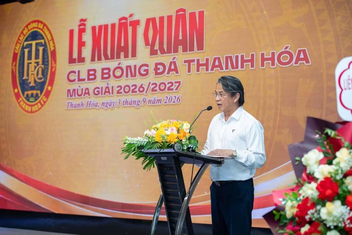 Ông Lê Xuân Tưởng, Chủ tịch CLB Thanh Hóa phát biểu tại buổi lễ.