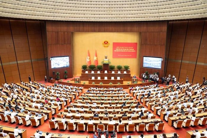 Các đại biểu tham dự Hội nghị toàn quốc nghiên cứu, học tập, quán triệt và triển khai thực hiện một số nghị quyết, chỉ thị của Bộ Chính trị tại điểm cầu Trung ương. Ảnh: Quochoi.vn