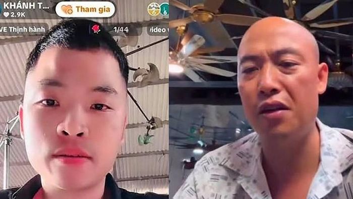 Hình ảnh "Khánh Sky" và 'Vua Quạt' livestream trên mạng xã hội.