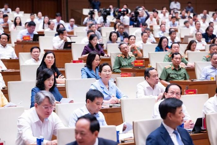 Đại biểu dự Hội nghị tại điểm cầu Diên Hồng, Nhà Quốc hội. Ảnh: Media Quốc hội