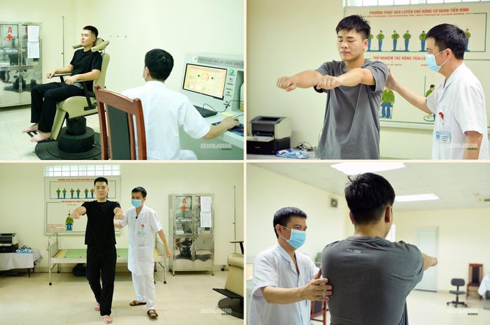Bác sĩ theo dõi phản ứng của ứng viên trong và sau bài kiểm tra tiền đình. Ảnh: T.Anh