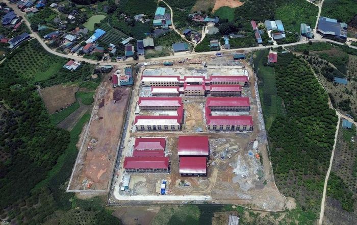 Trường phổ thông nội trú liên cấp TH và THCS xã Lóng Phiêng (Sơn La) đã hoàn thành sau gần một năm thi công. Ảnh: Quang Quyết - TTXVN