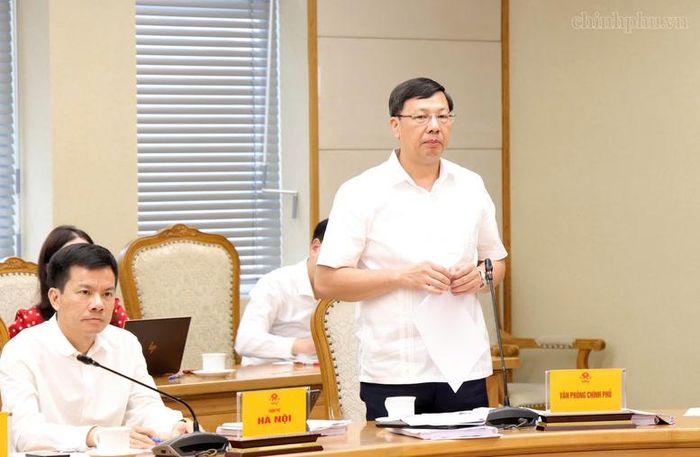 Phó Chủ nhiệm VPCP Phạm Mạnh Cường phát biểu tại cuộc họp - Ảnh: chinhphu.vn/Gia Huy