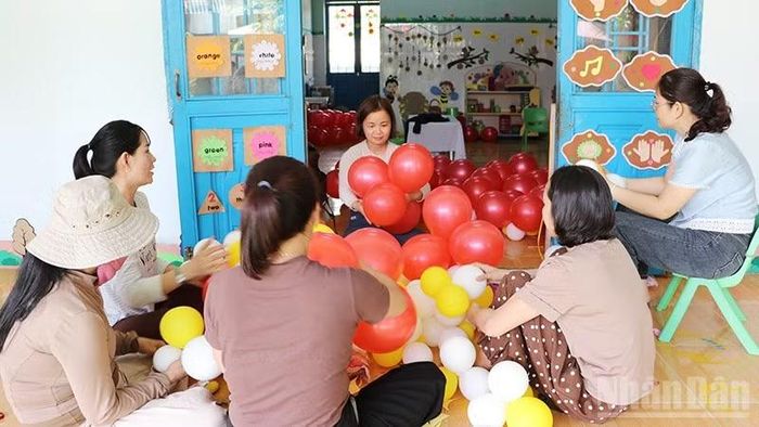Các trường trên địa bàn xã Sơn Cẩm Hà sẵn sàng cho khai giảng năm học mới vào ngày 5/9. (Ảnh: Anh Quân)