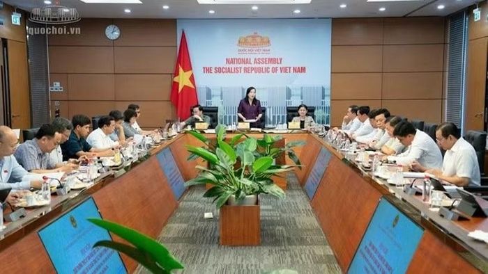 Bà Nguyễn Thanh Hải, Ủy viên Trung ương Đảng, Chủ nhiệm Ủy ban Khoa học, Công nghệ và Môi trường của Quốc hội phát biểu khai mạc hội nghị. (Ảnh: QH)
