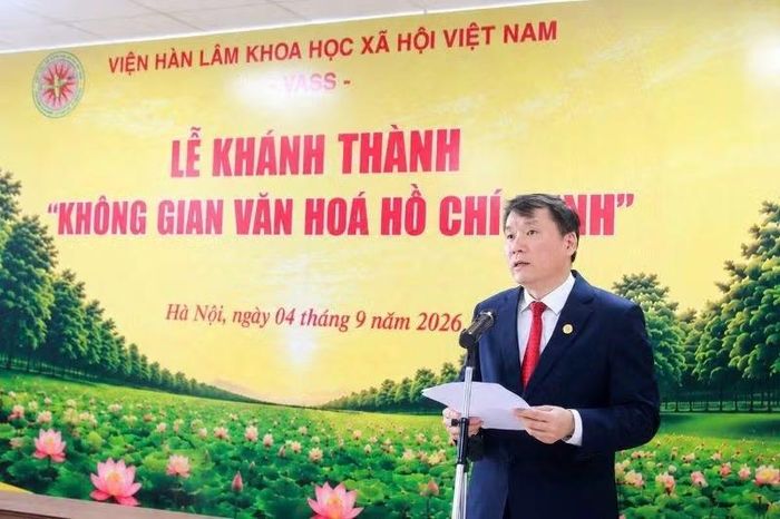 Giáo sư, Tiến sĩ Lê Văn Lợi, Chủ tịch Viện Hàn lâm Khoa học xã hội Việt Nam phát biểu tại buổi lễ.
