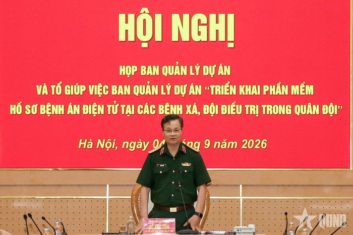 Thiếu tướng Đỗ Anh Tuấn, Phó chủ nhiệm Tổng cục Hậu cần - Kỹ thuật phát biểu kết luận.